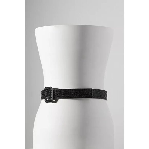 Anthropologie Square Gem Sequin Belt S Black 1 3/8\